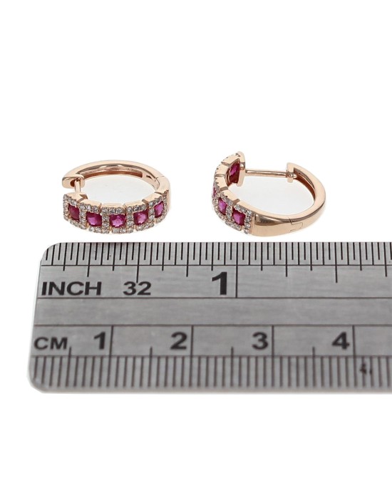 Pink Sapphire and Diamond Huggie Earrings